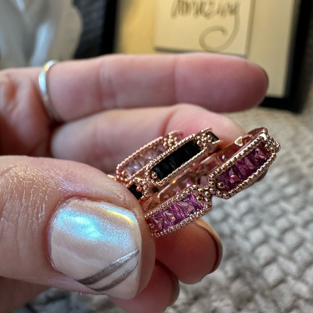 Stackable gemstone rings with rose gold tone - Picture 11 of 14